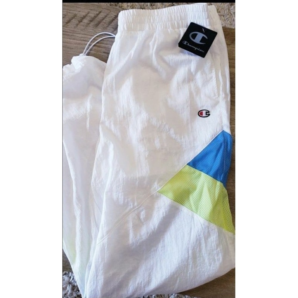 New Champion Pants Track Y2K Windbreaker Jogger Women Small White 90s Retro